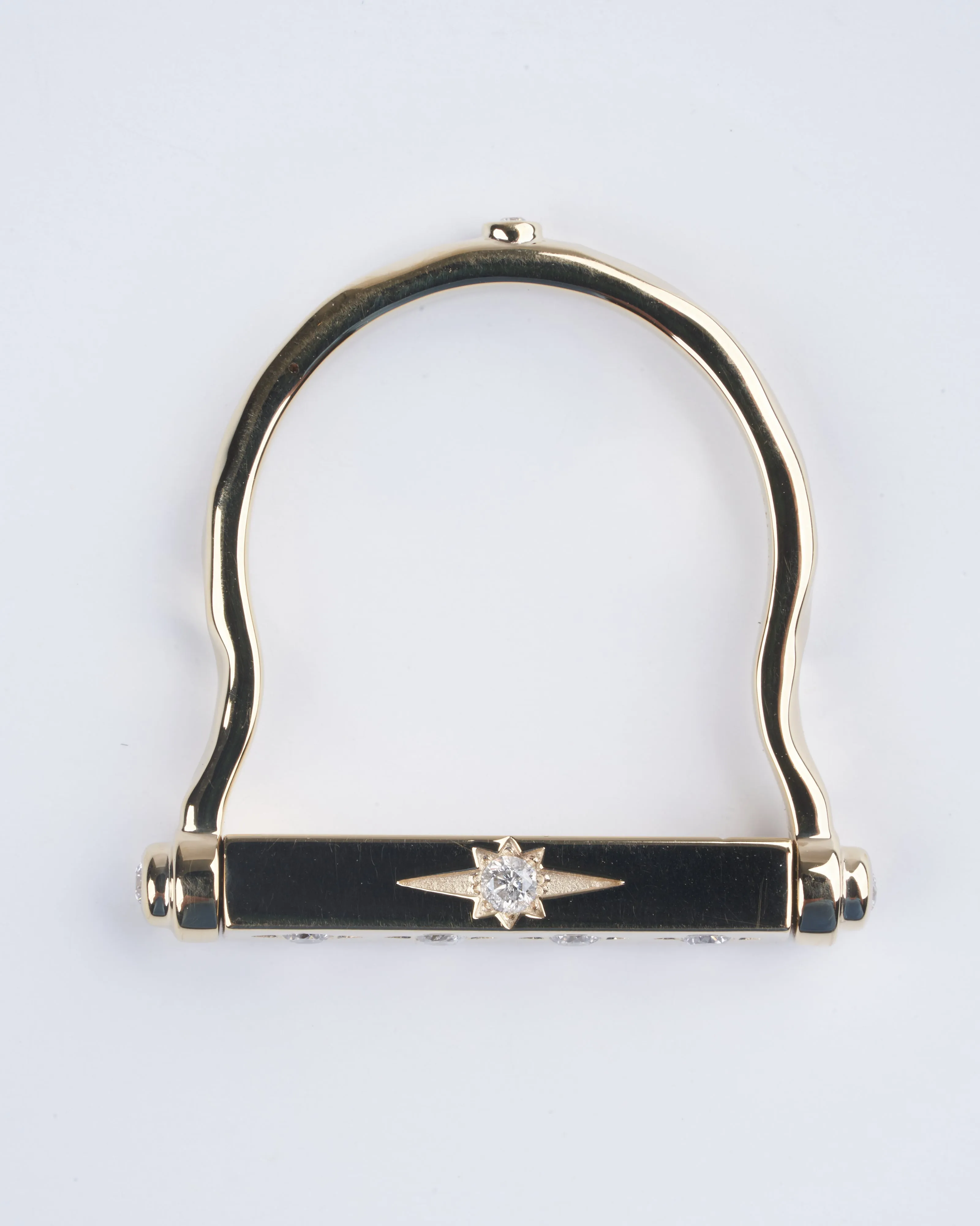 shooting star engravable narrow flip ring - gold/ diamond
