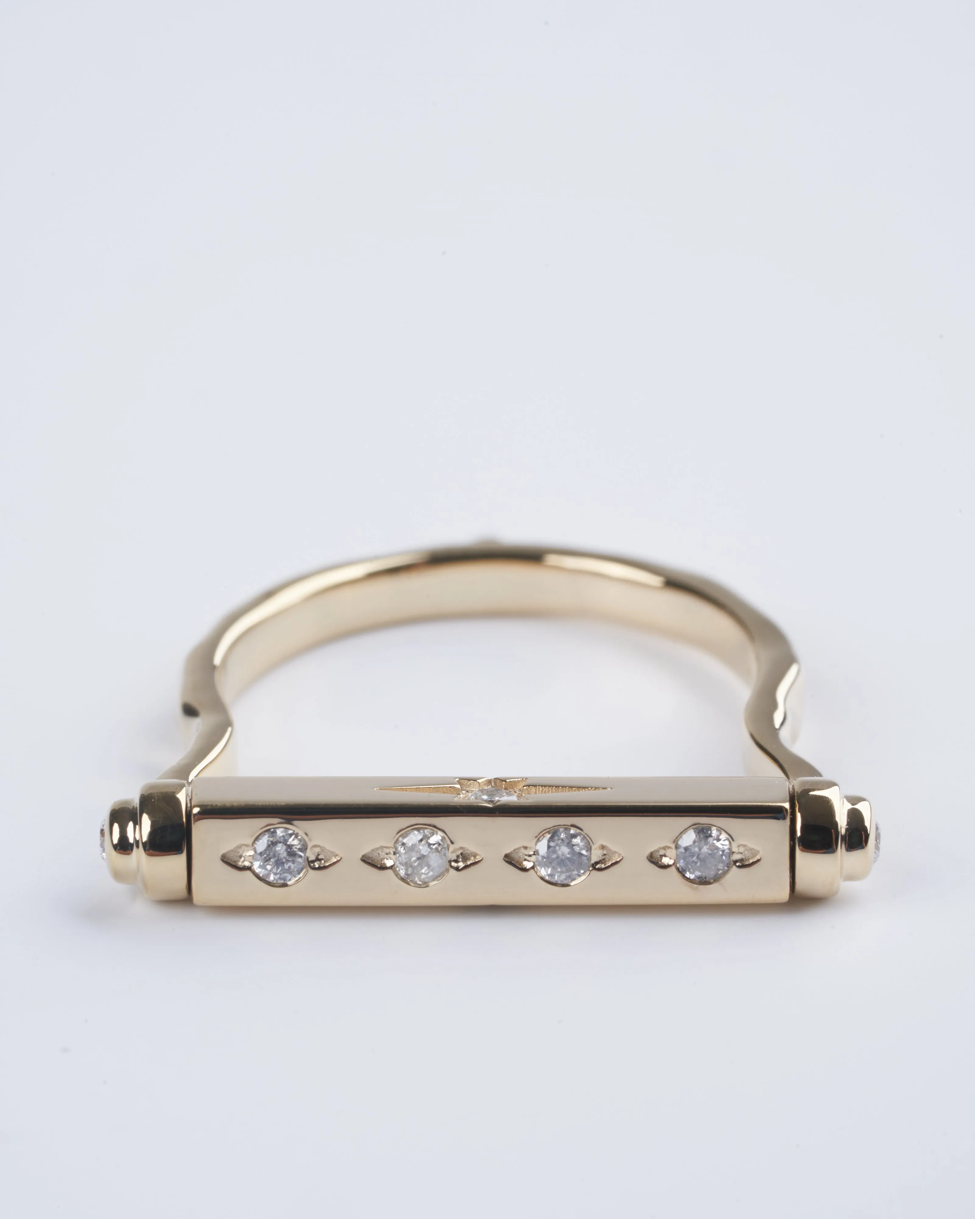 shooting star engravable narrow flip ring - gold/ diamond