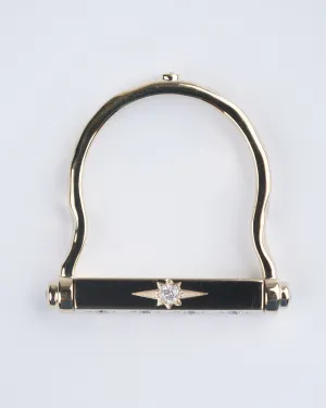 shooting star engravable narrow flip ring - gold/ diamond