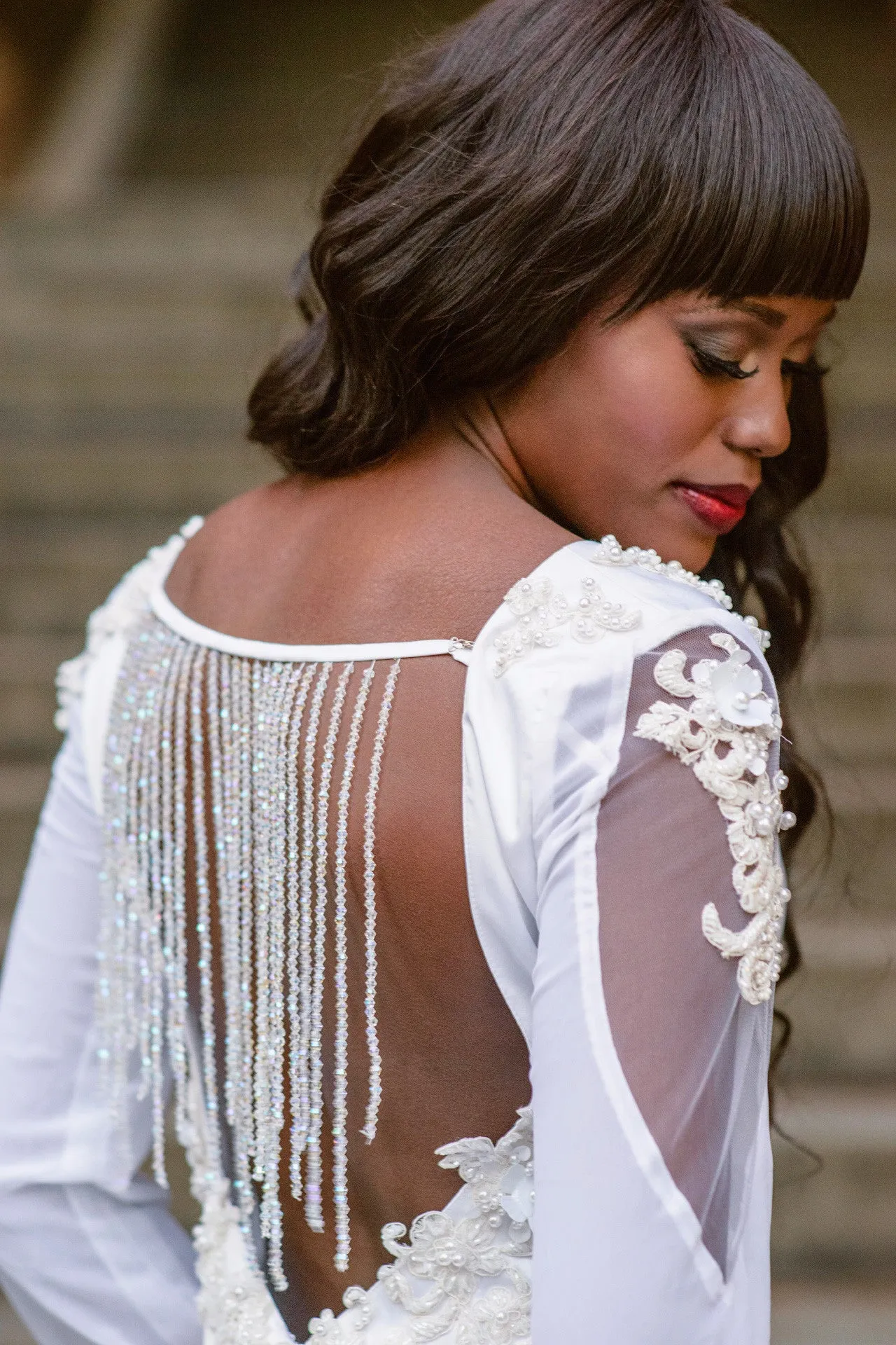 Silk Wedding Dress With Deep V-Neck (#Devany)