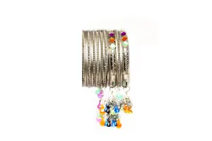 Silver Bangles Colorful Set