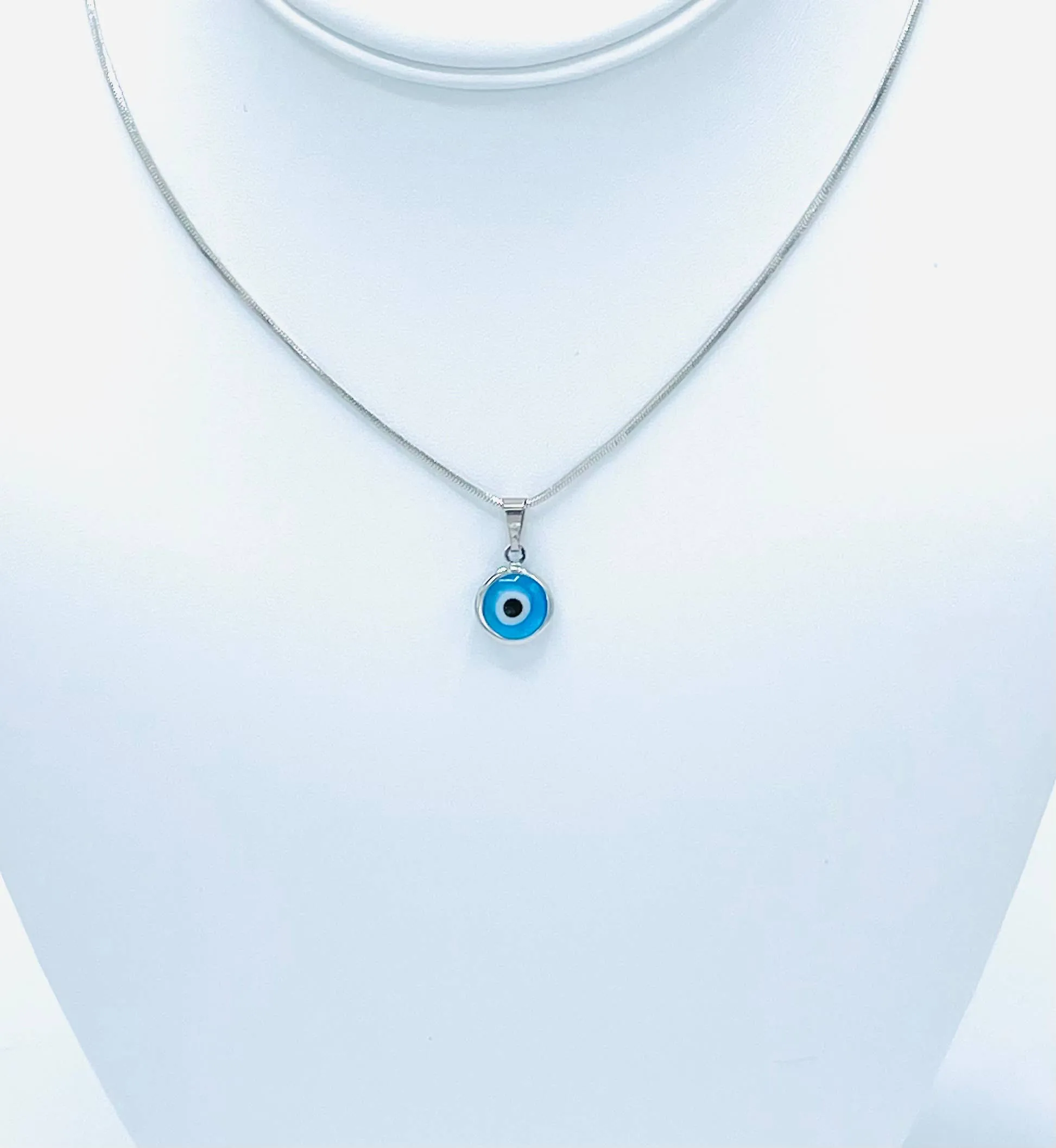 Silver Plated Evil Eye Necklace: Colorful Beads, Handmade