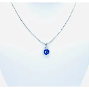 Silver Plated Evil Eye Necklace: Colorful Beads, Handmade