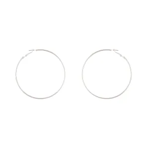 Silver Rounded 7cm Hoop Earrings