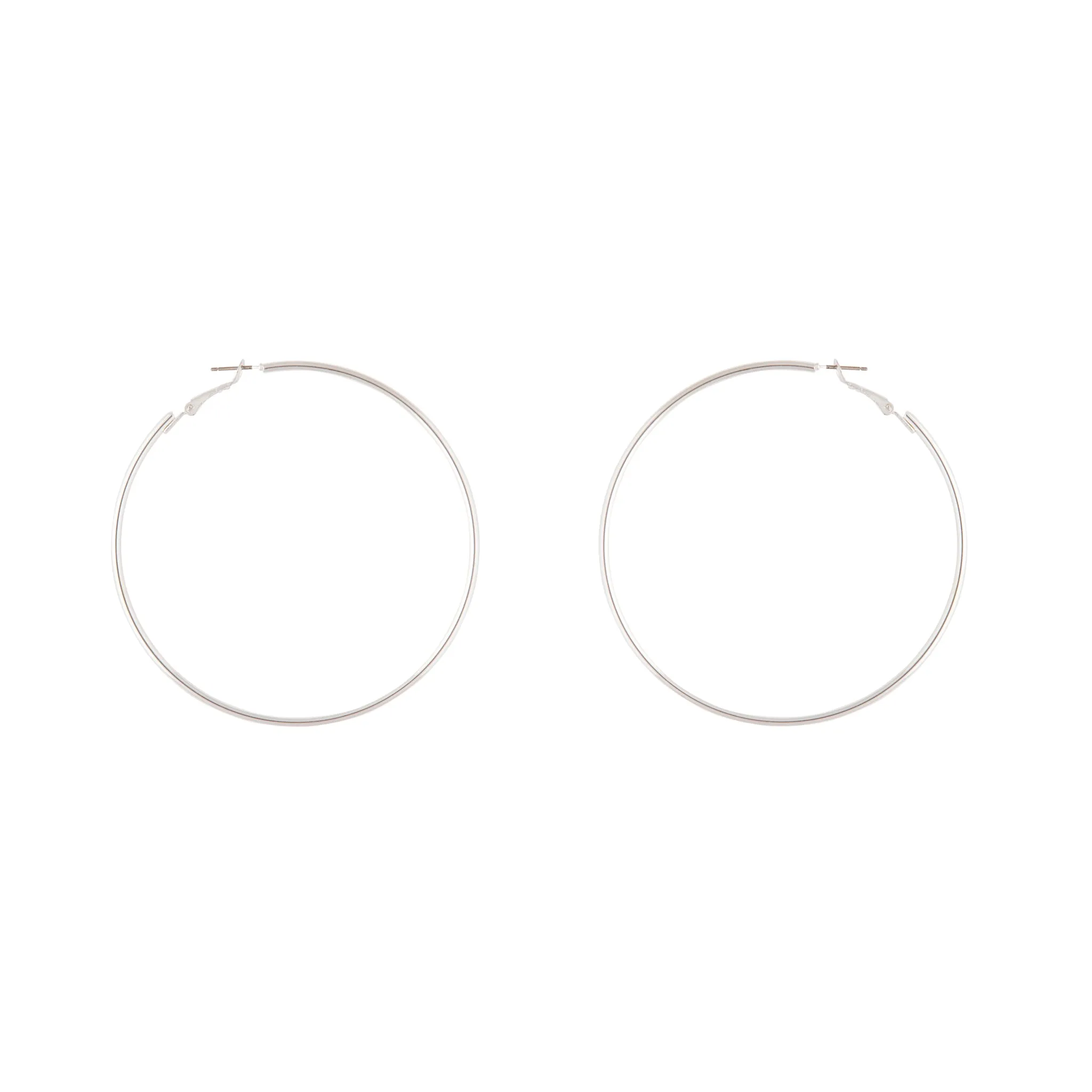 Silver Rounded 7cm Hoop Earrings