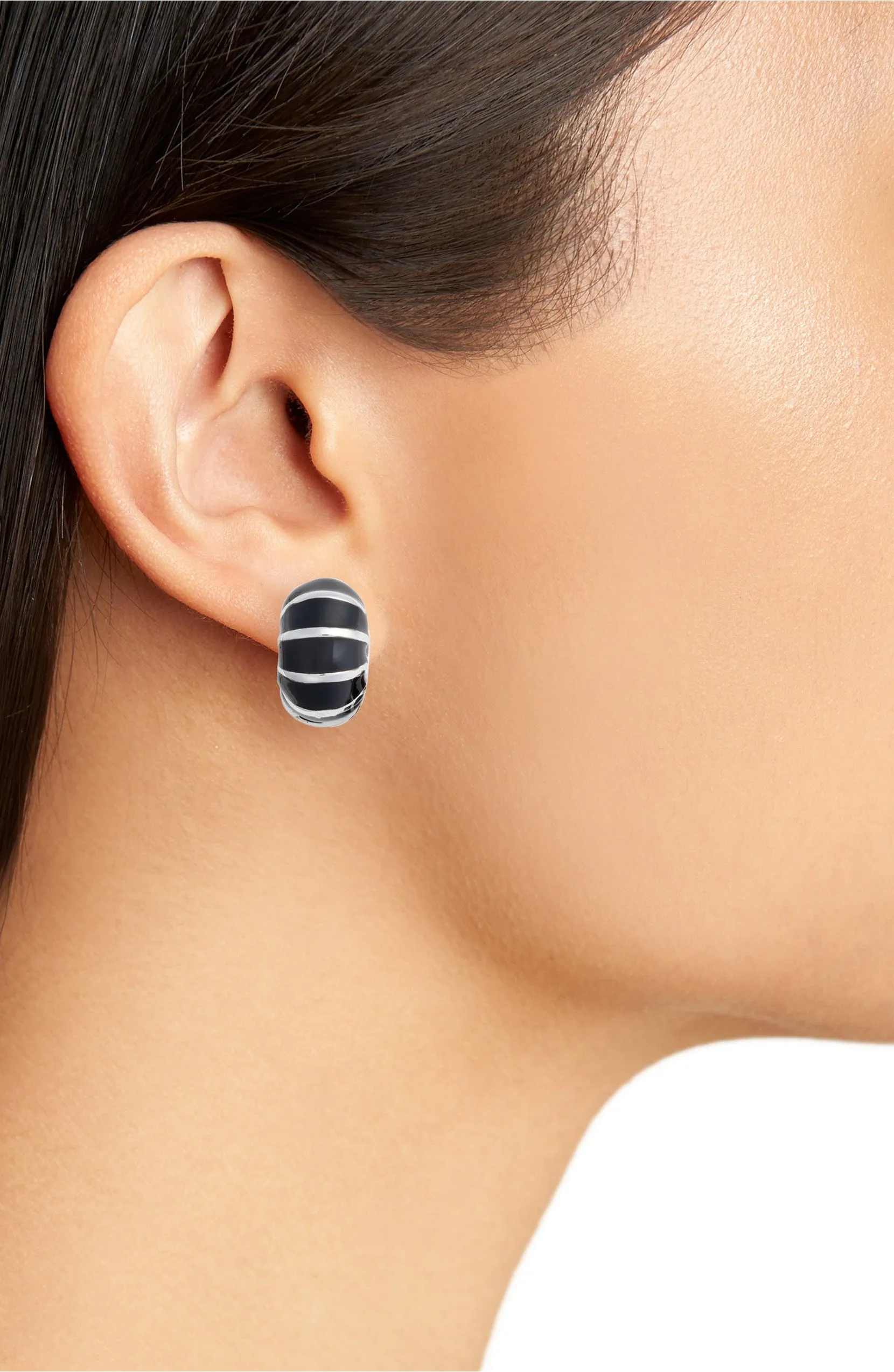 Silver Tone & Enamel Segmented Reversible Hugs®
