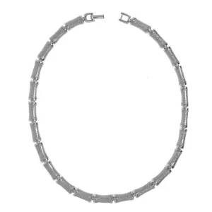 Silvertone Snakeskin Segmented Bamboo Necklace
