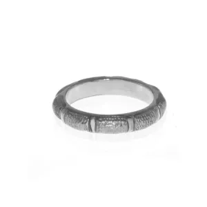 Silvertone Snakeskin Segmented Bamboo Ring