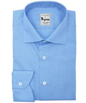 Skyblue Solid Shirt Medium Spread Collar Rounded Cuff