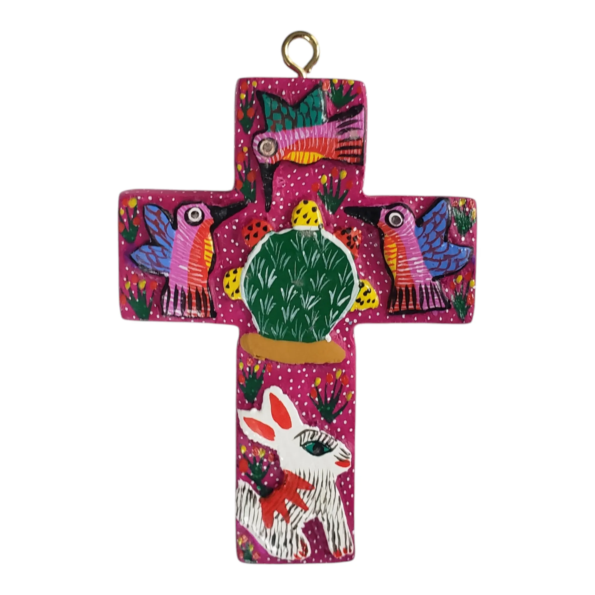 Small Wooden Engraved Cross Alebrije