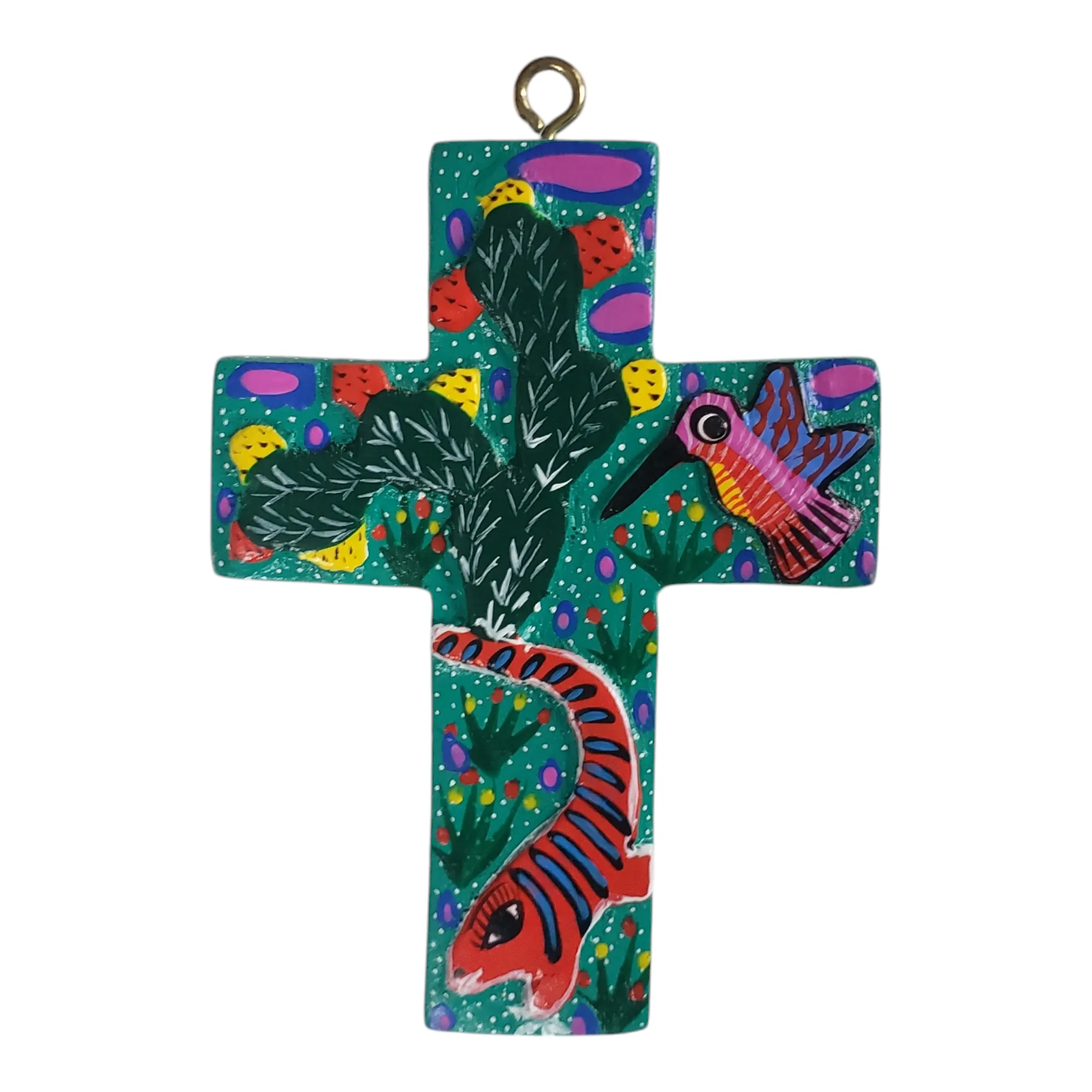 Small Wooden Engraved Cross Alebrije