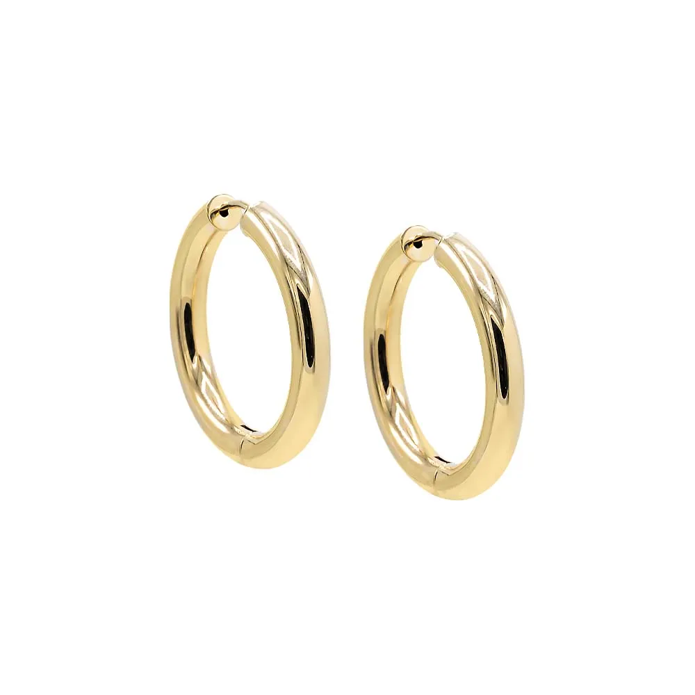 Solid Hollow Rounded Hoop Earring 14K