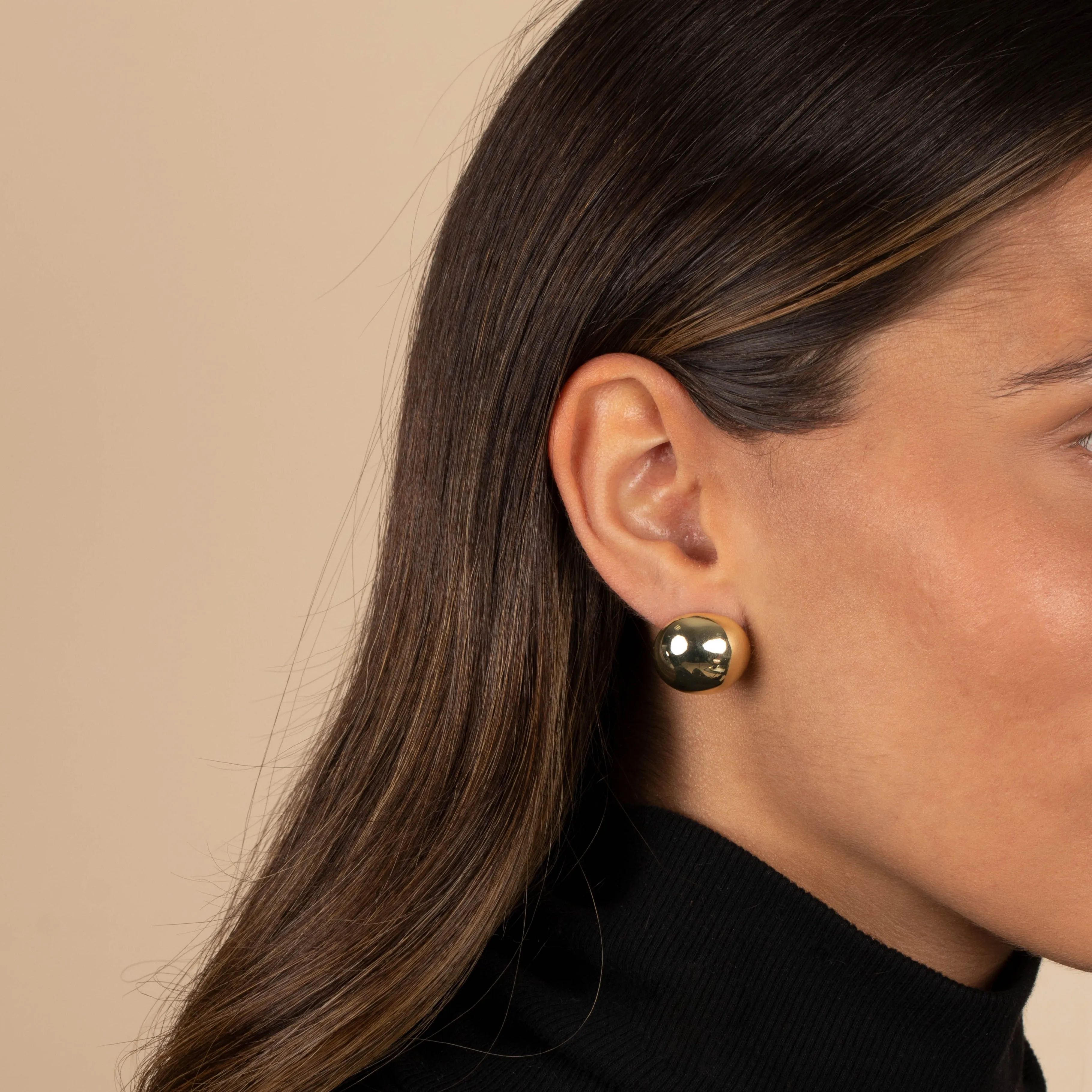 Solid Rounded Pebble Stud Earring