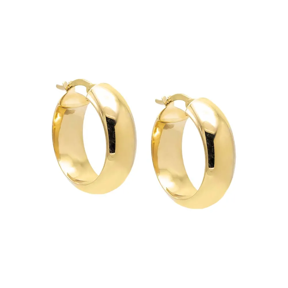 Solid Wide Rounded Hoop Earring 14K