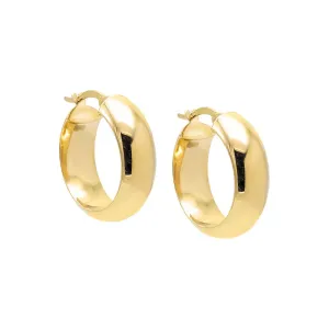 Solid Wide Rounded Hoop Earring 14K