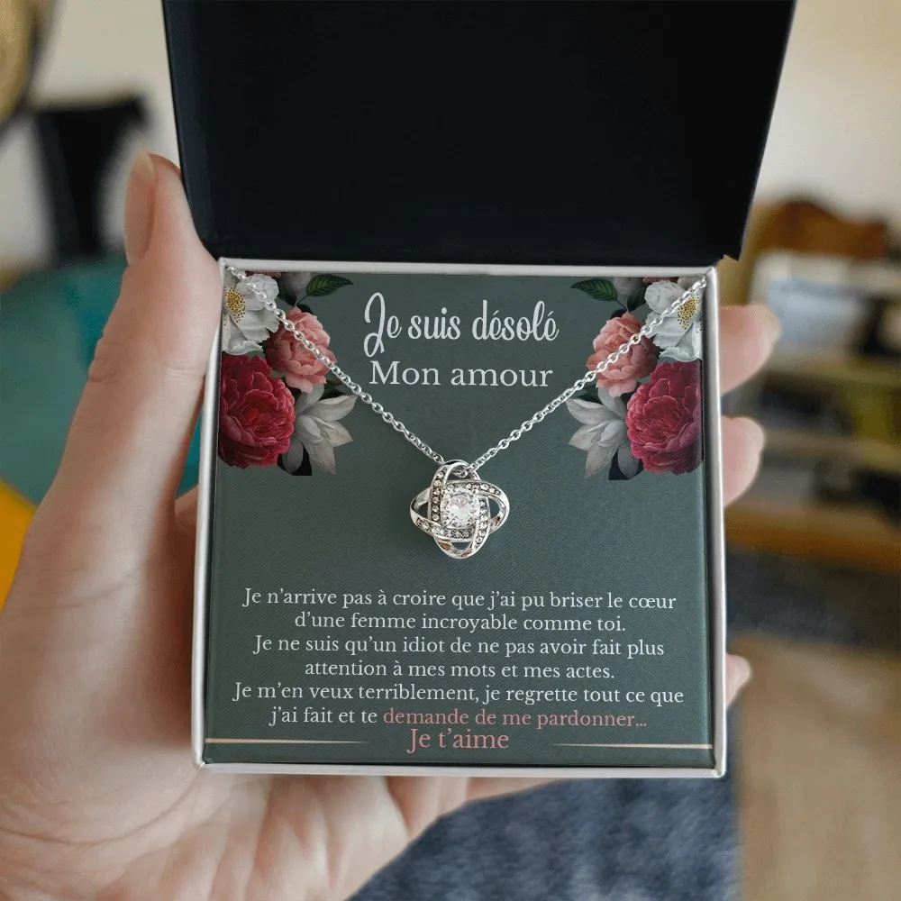 SORRY • Collier D'excuse Double Cœur Noeud d'Amour