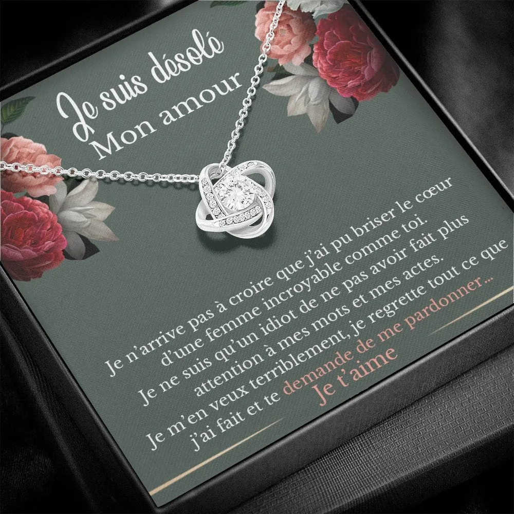 SORRY • Collier D'excuse Double Cœur Noeud d'Amour