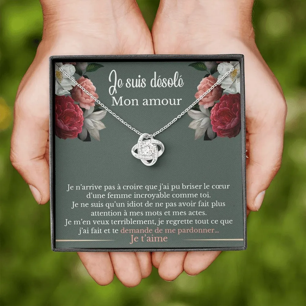 SORRY • Collier D'excuse Double Cœur Noeud d'Amour