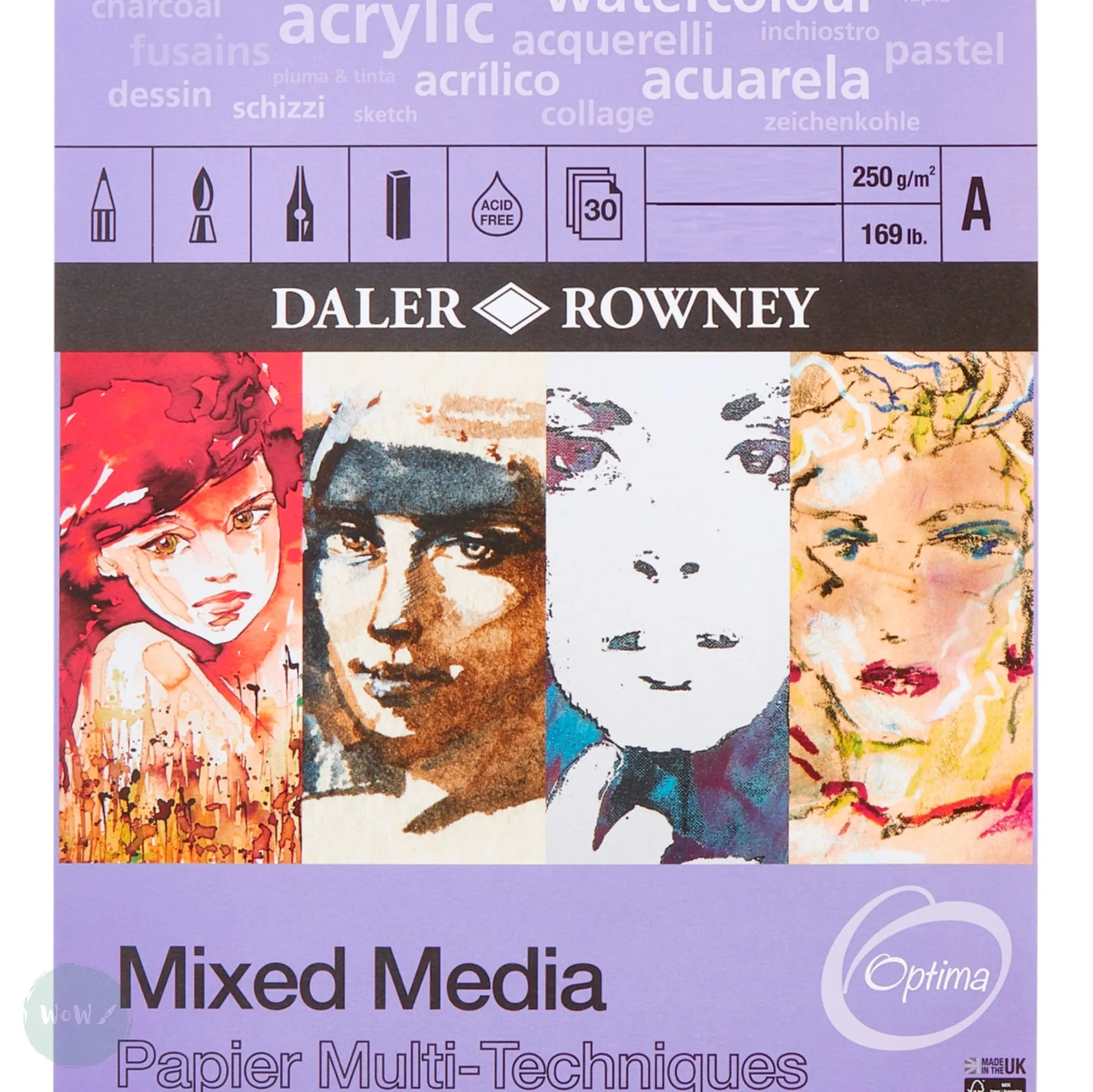 SPIRAL BOUND PAPER PAD - Mixed Media – Daler Rowney OPTIMA – 250gsm – A5
