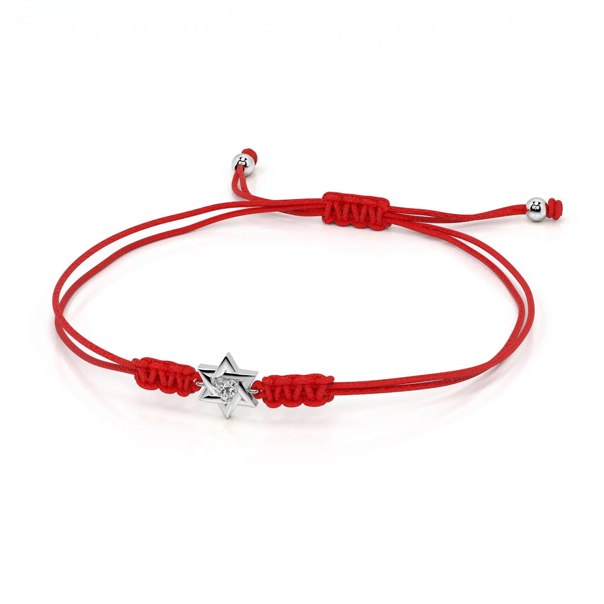 Star Of David Bracelet With a Diamond Heart