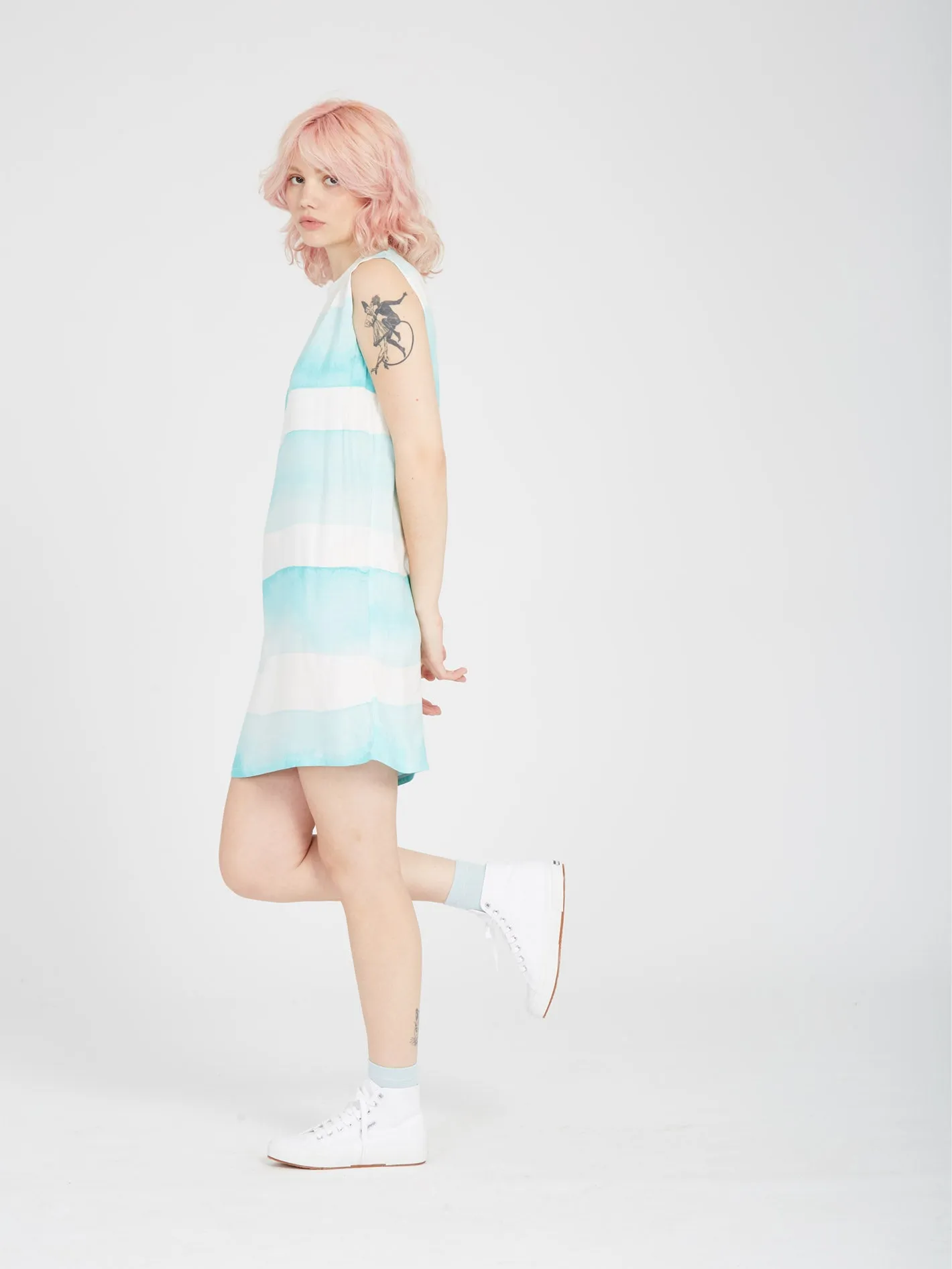 Stay Stripes Dress - PALE AQUA