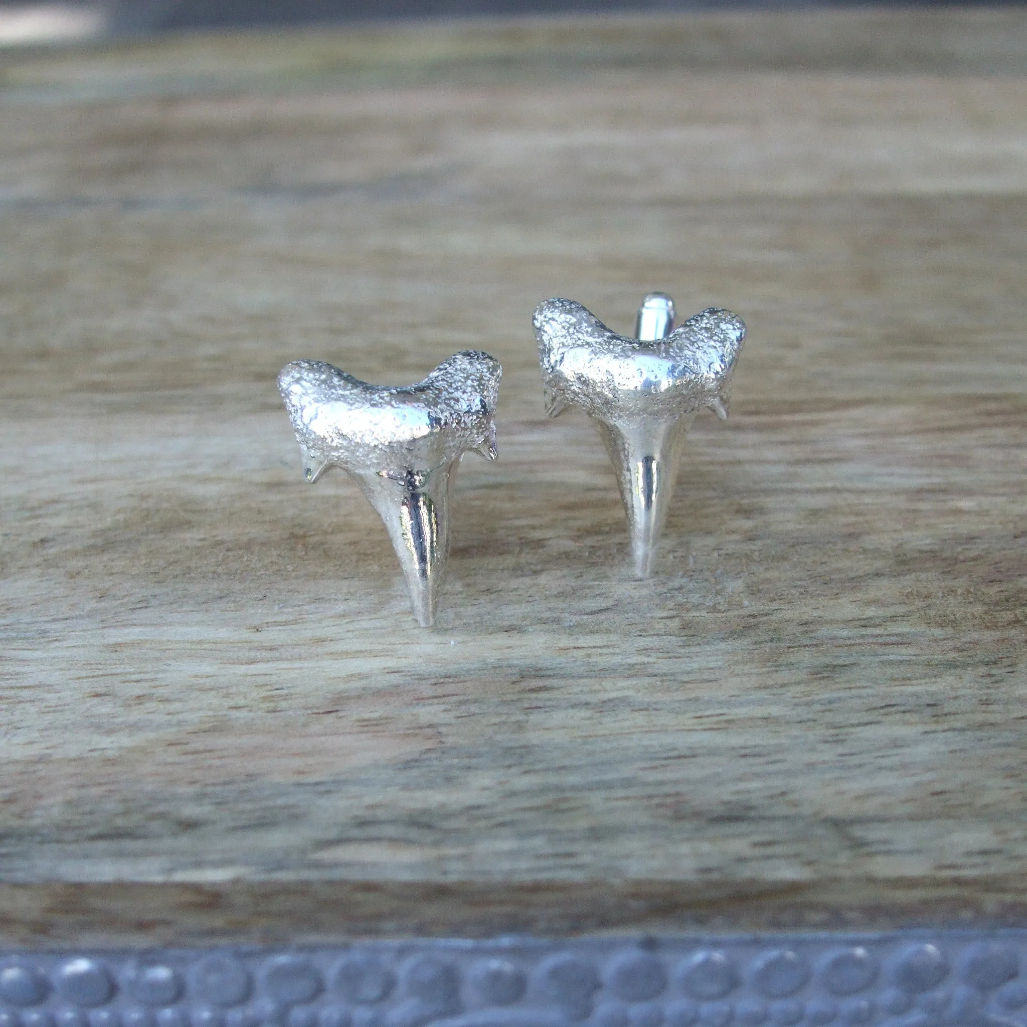 Sterling Silver Shark Tooth Cufflinks