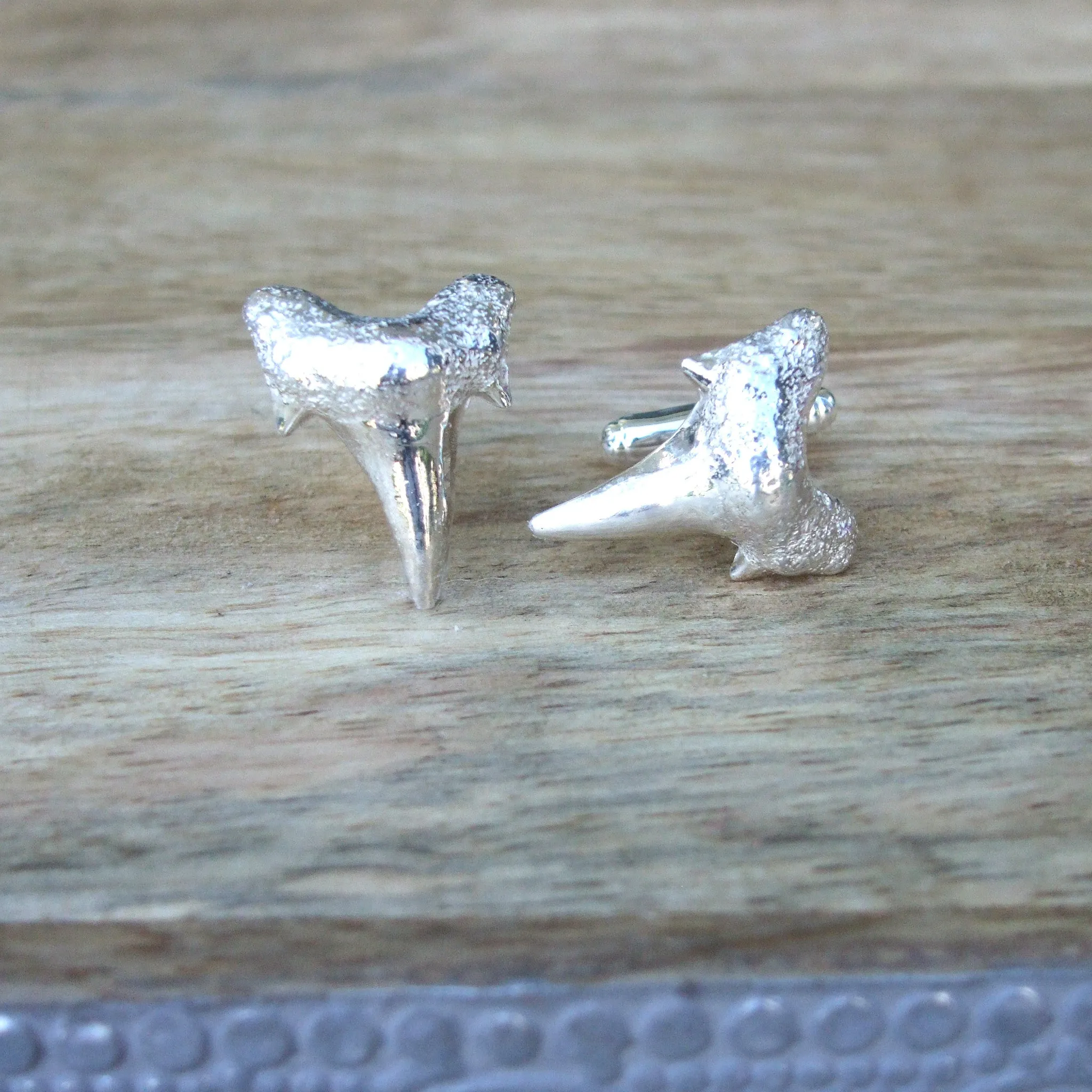 Sterling Silver Shark Tooth Cufflinks