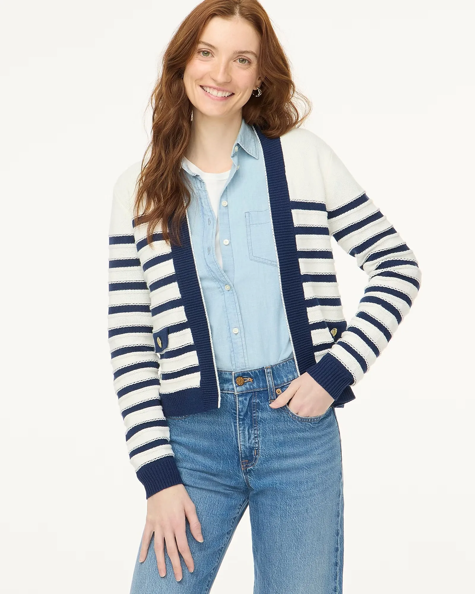 Striped Open Cardigan Sweater