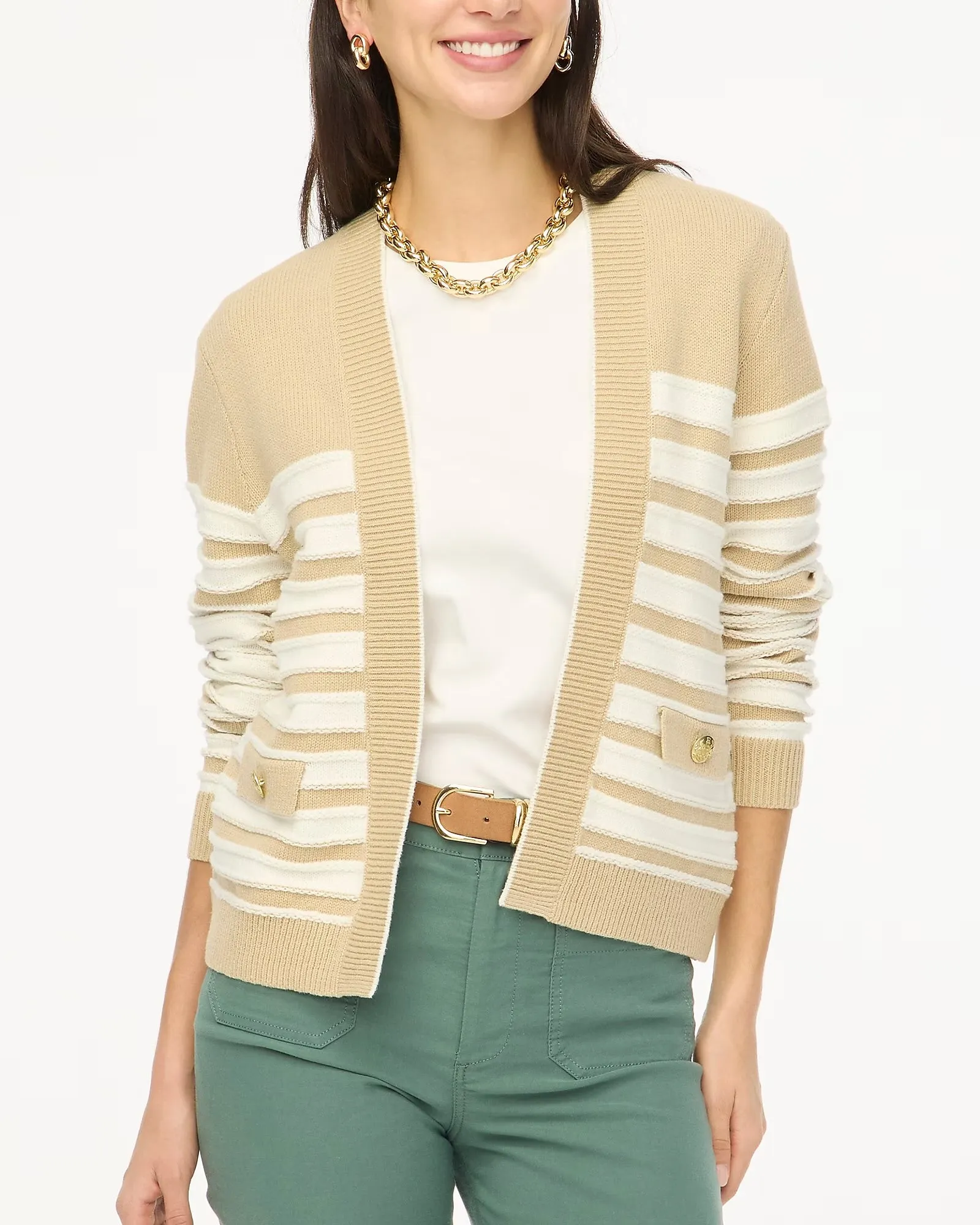 Striped Open Cardigan Sweater