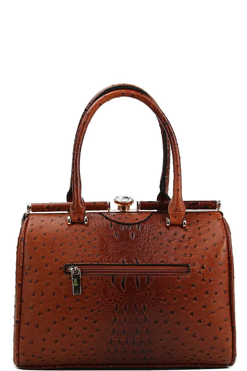 Stylish Croco Pattern Structured Doctor Bag With Matching Wallet