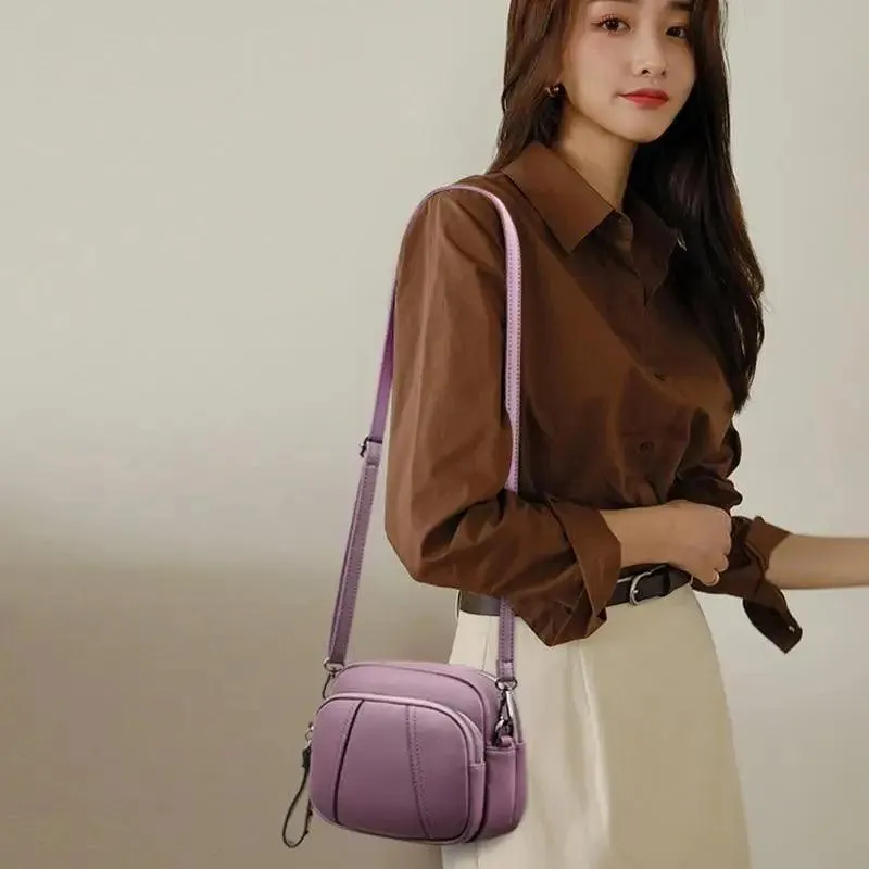 Stylish Soft Leather Women's Cross-body Bags Shoulder Bag Small Casual with Detachable Adjustable Strap Large Capacity