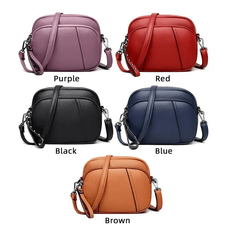 Stylish Soft Leather Women's Cross-body Bags Shoulder Bag Small Casual with Detachable Adjustable Strap Large Capacity