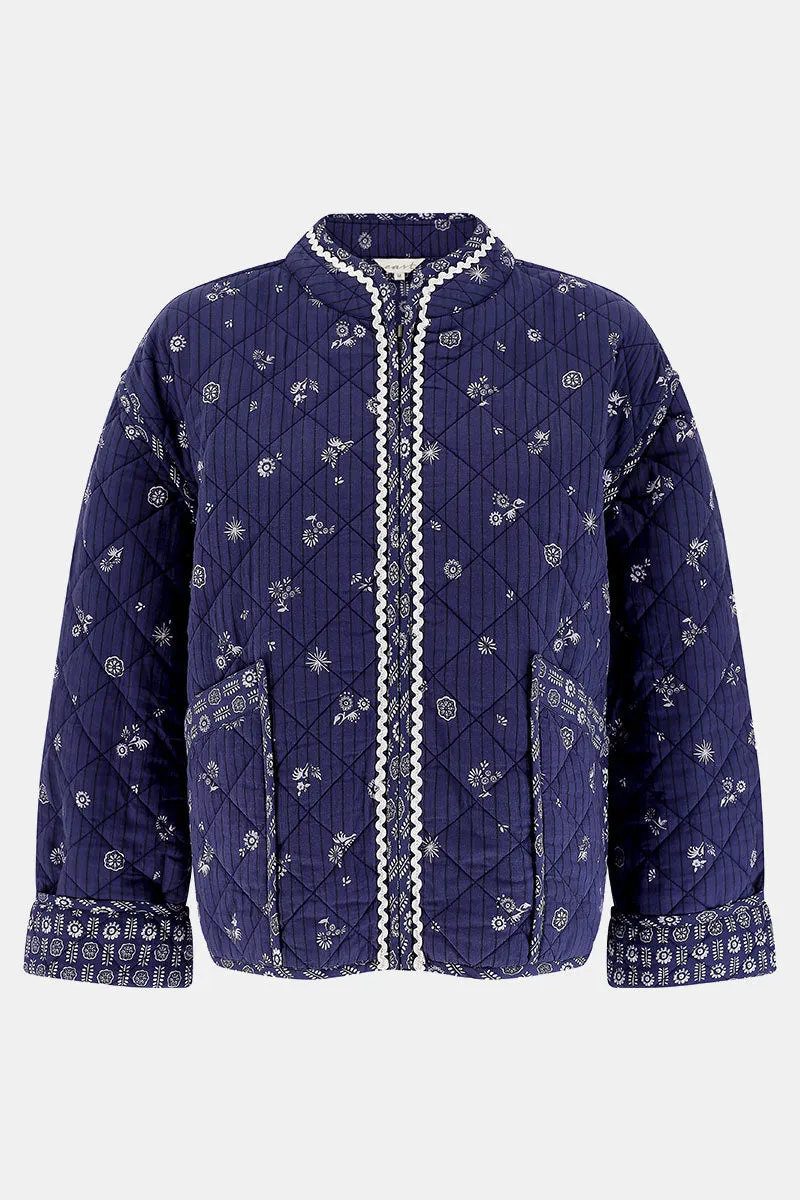 Sumitra Navy Quilted Jacket