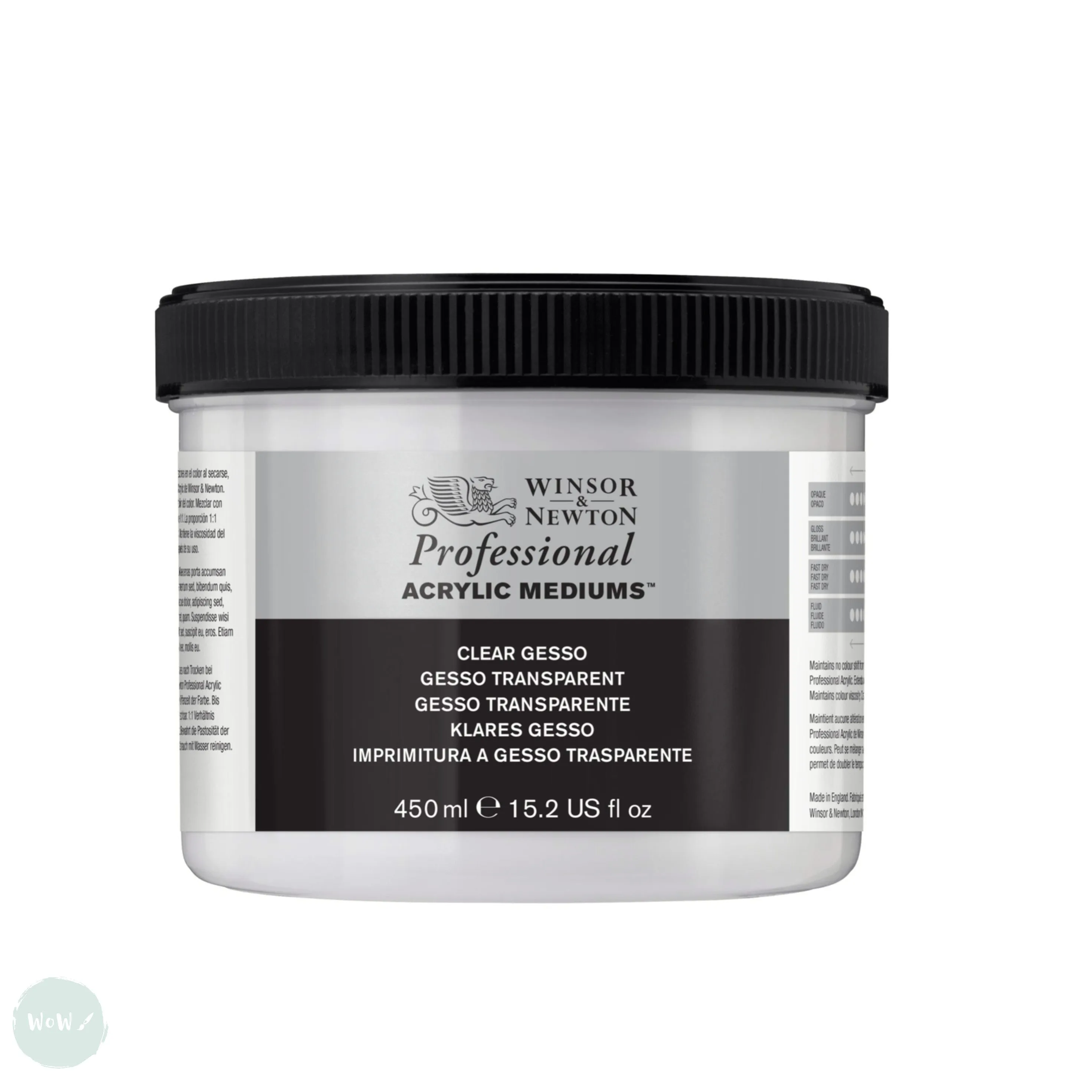 SURFACE PREPARATION - Winsor & Newton PROFESSIONAL -  CLEAR - Gesso Primer - 450ml