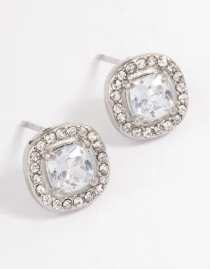 Surgical Steel Cubic Zirconia Rounded Stud Earrings