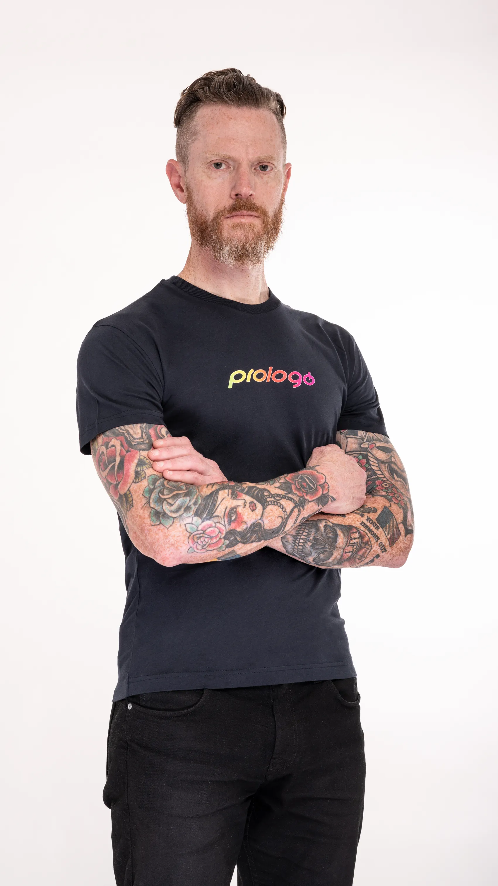 T Shirt Grey colorful logo