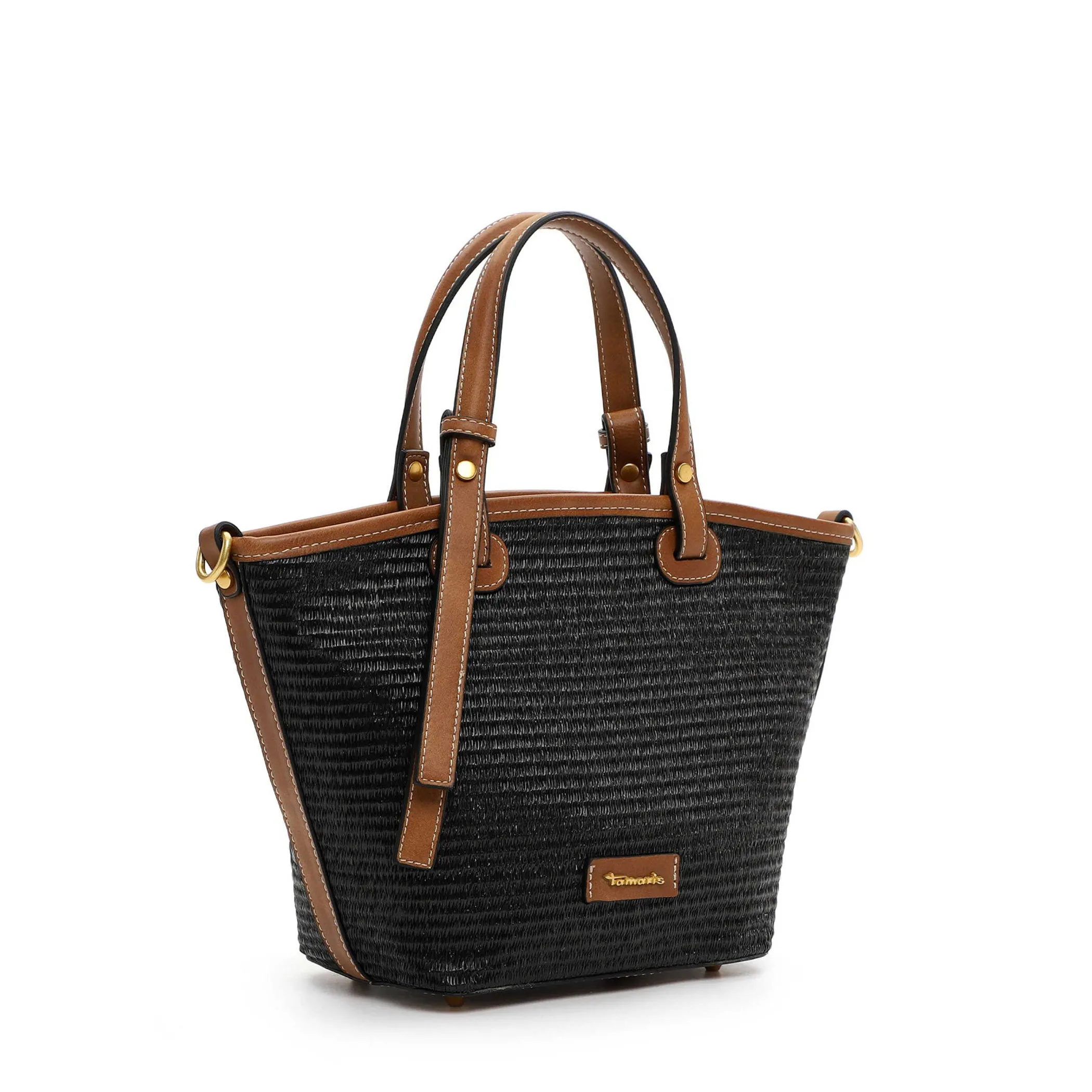 Tamaris Weave Shopper Black Tan