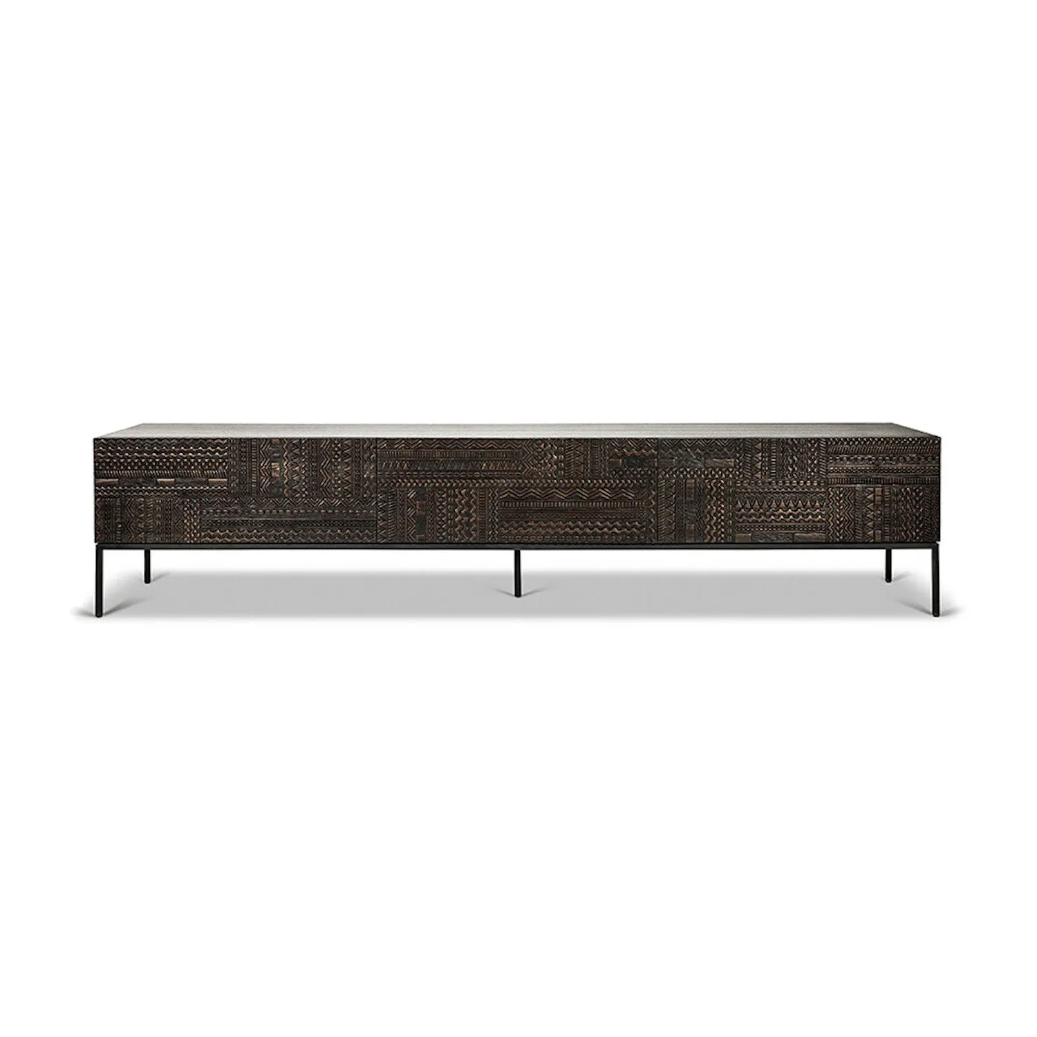Teak Tabwa Black TV Cupboard - Varnished