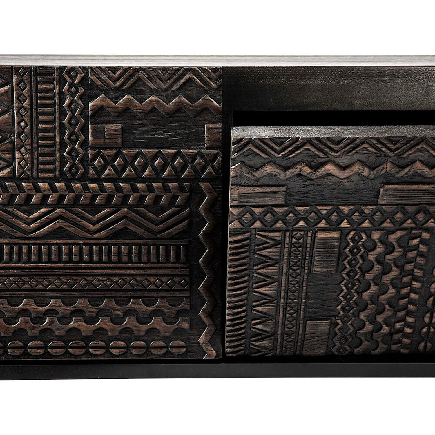 Teak Tabwa Black TV Cupboard - Varnished