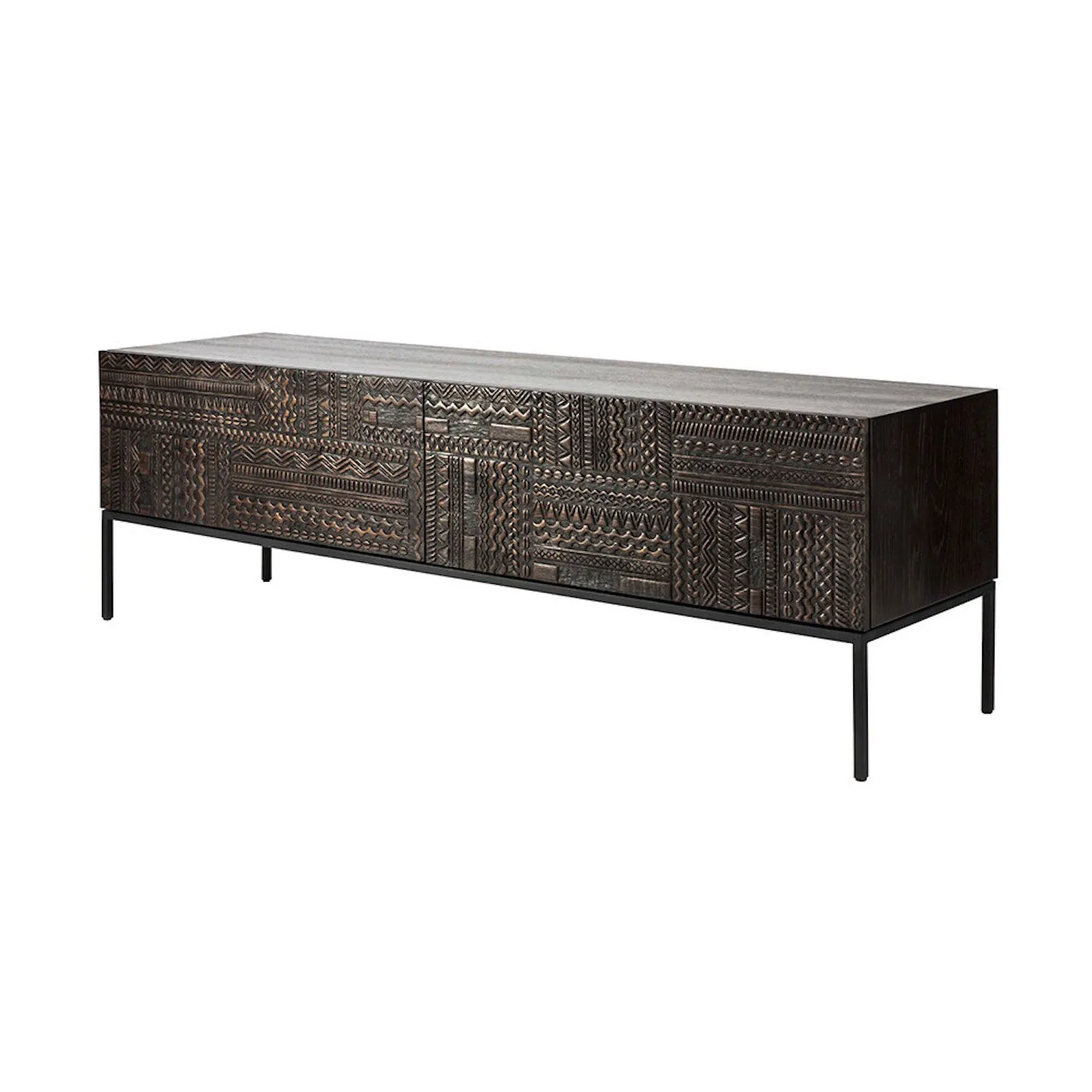Teak Tabwa Black TV Cupboard - Varnished