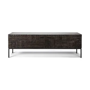 Teak Tabwa Black TV Cupboard - Varnished