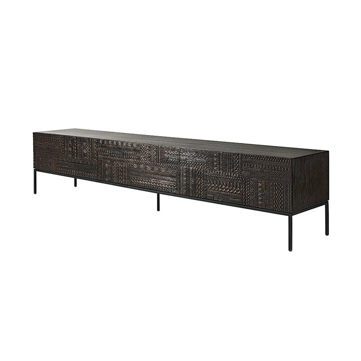 Teak Tabwa Black TV Cupboard - Varnished