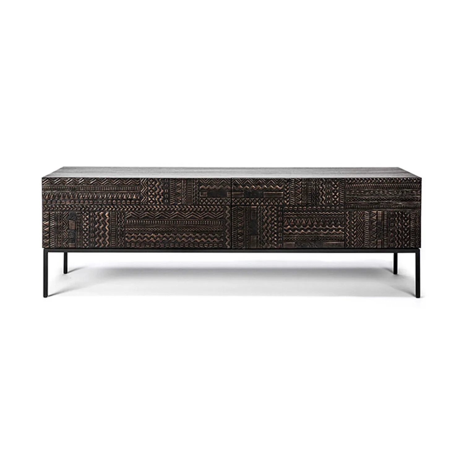 Teak Tabwa Black TV Cupboard - Varnished