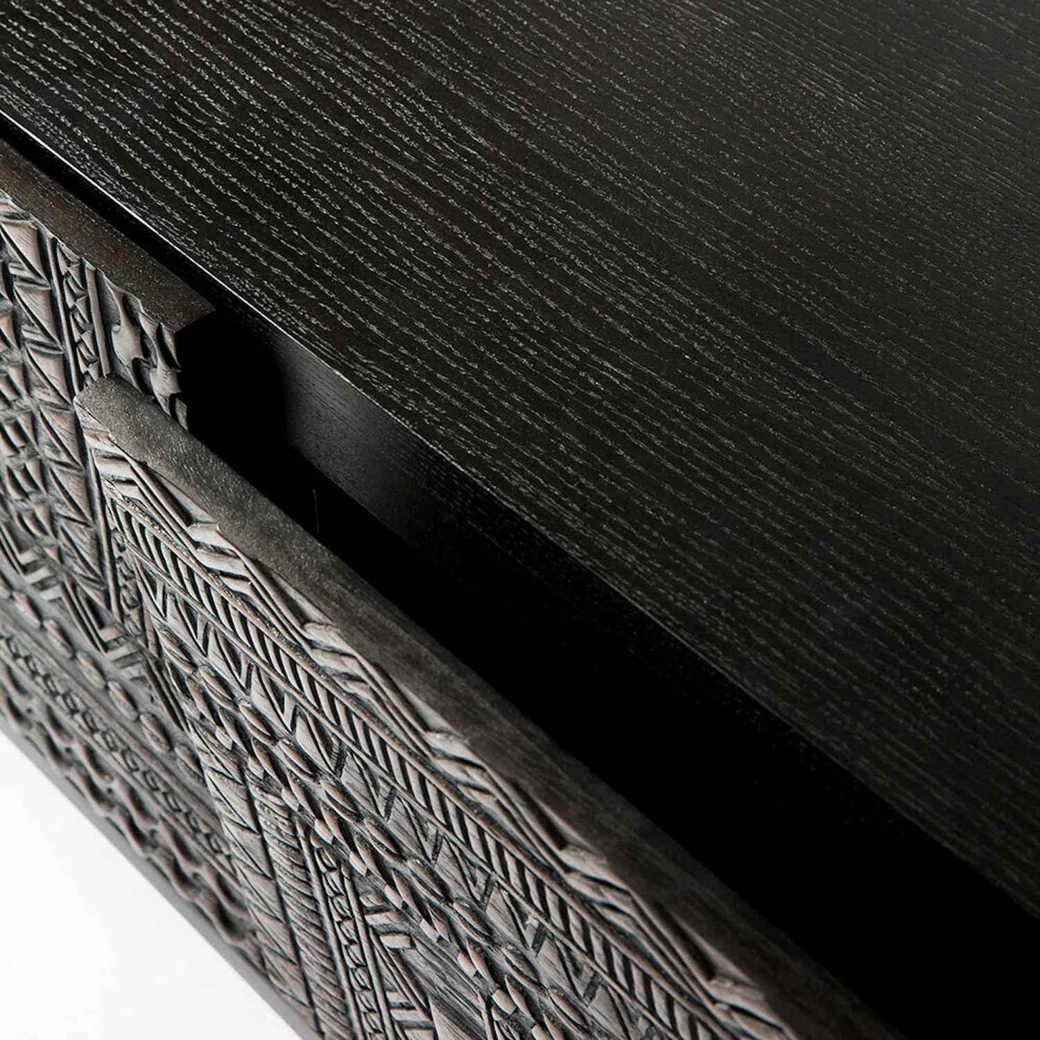 Teak Tabwa Black TV Cupboard - Varnished