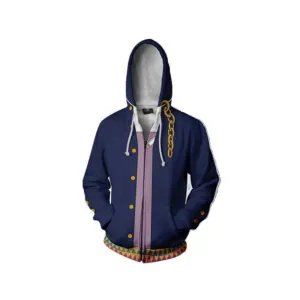 Teen Hoodie JoJo's Bizarre Adventure Kujo Jotaro 3D Zip Up Sweatshirt Unisex