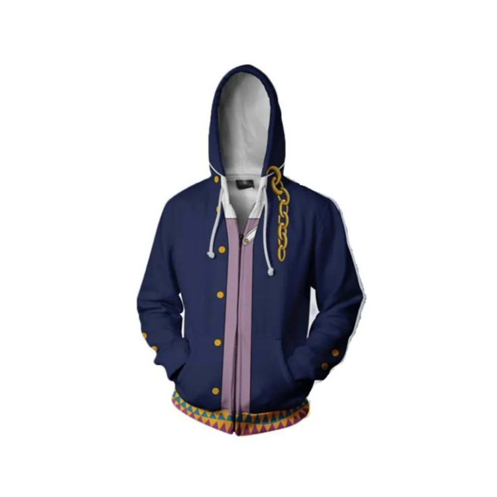 Teen Hoodie JoJo's Bizarre Adventure Kujo Jotaro 3D Zip Up Sweatshirt Unisex