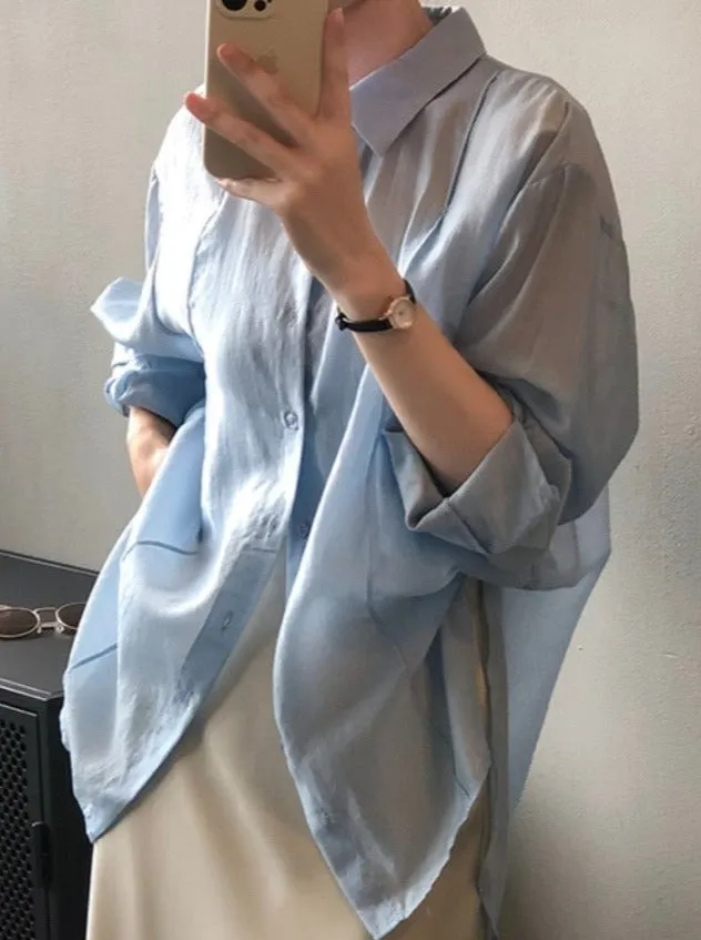 Tencel See-through Spring Summer Shirt