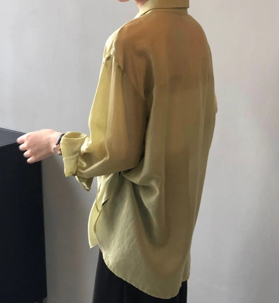 Tencel See-through Spring Summer Shirt
