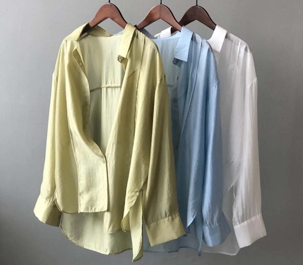 Tencel See-through Spring Summer Shirt