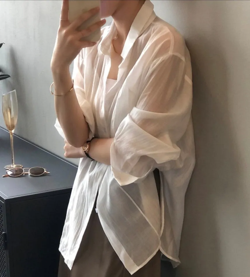 Tencel See-through Spring Summer Shirt